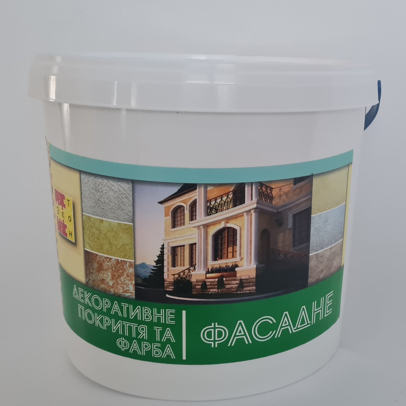 Фарба ЕКОТОН фасадна, акрилова, водоемульсійна, мат білий, 14кг